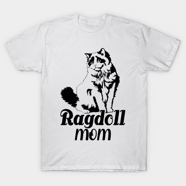 Ragdoll Mom, Cute Cat Sketch Graphic, Ragdoll Cat Lover Gift For Women T-Shirt by Art Like Wow Designs